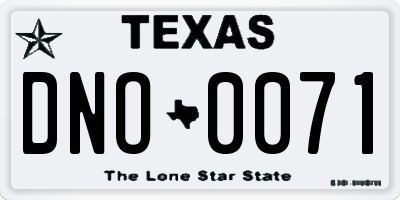 TX license plate DNO0071