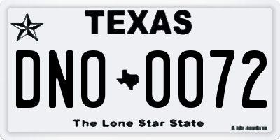 TX license plate DNO0072