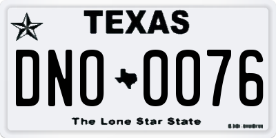 TX license plate DNO0076