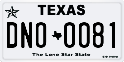 TX license plate DNO0081