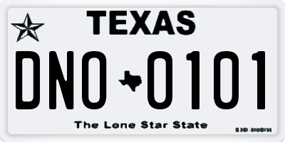 TX license plate DNO0101