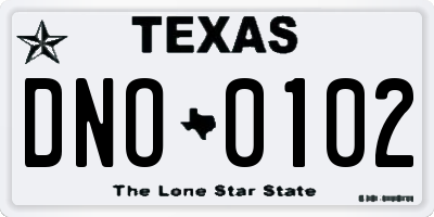 TX license plate DNO0102