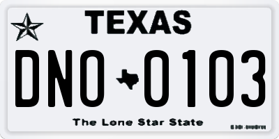 TX license plate DNO0103
