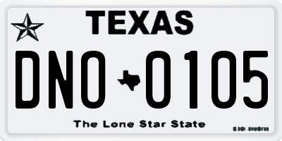 TX license plate DNO0105