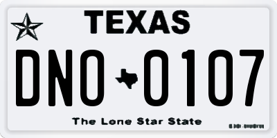 TX license plate DNO0107