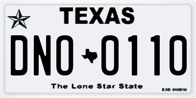 TX license plate DNO0110