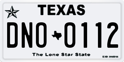 TX license plate DNO0112