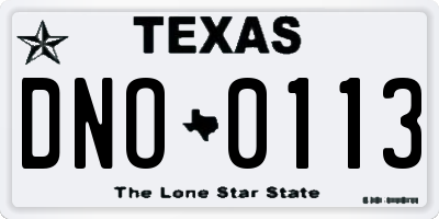 TX license plate DNO0113
