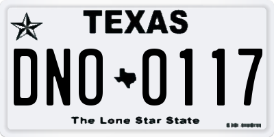 TX license plate DNO0117
