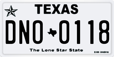 TX license plate DNO0118