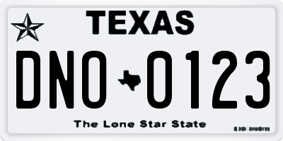TX license plate DNO0123
