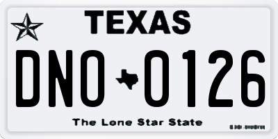 TX license plate DNO0126