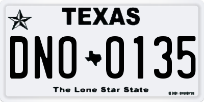 TX license plate DNO0135