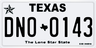 TX license plate DNO0143