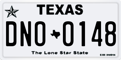 TX license plate DNO0148