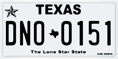 TX license plate DNO0151