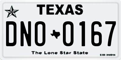 TX license plate DNO0167