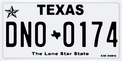 TX license plate DNO0174