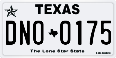 TX license plate DNO0175