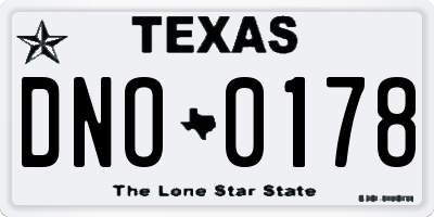 TX license plate DNO0178