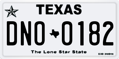 TX license plate DNO0182