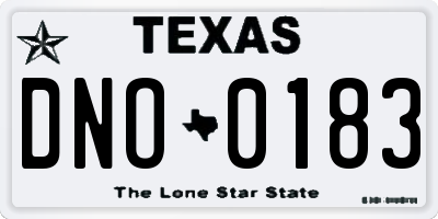 TX license plate DNO0183
