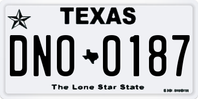 TX license plate DNO0187