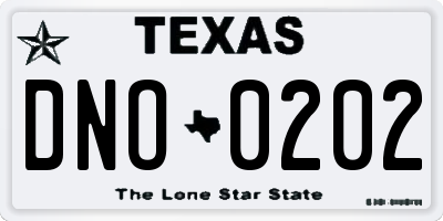 TX license plate DNO0202