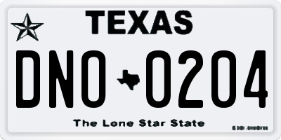 TX license plate DNO0204