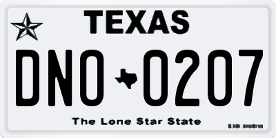TX license plate DNO0207