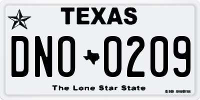 TX license plate DNO0209