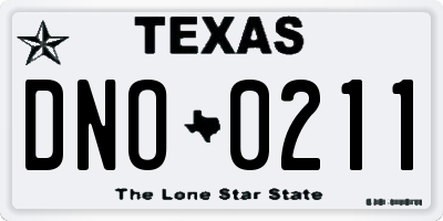 TX license plate DNO0211