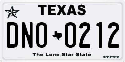 TX license plate DNO0212