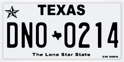TX license plate DNO0214