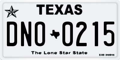 TX license plate DNO0215