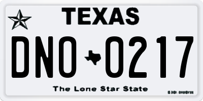 TX license plate DNO0217