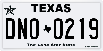 TX license plate DNO0219