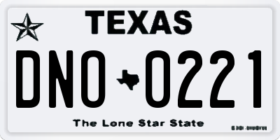 TX license plate DNO0221