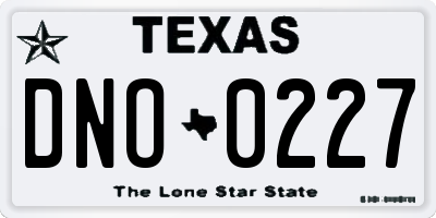 TX license plate DNO0227