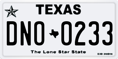 TX license plate DNO0233