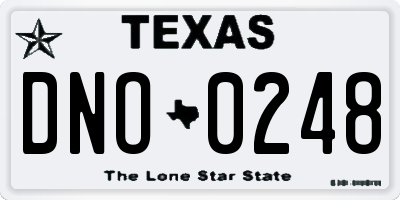 TX license plate DNO0248