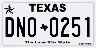 TX license plate DNO0251