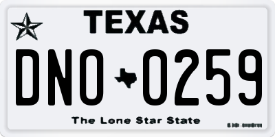 TX license plate DNO0259