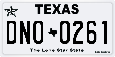 TX license plate DNO0261