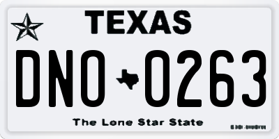 TX license plate DNO0263