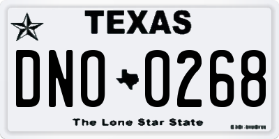 TX license plate DNO0268