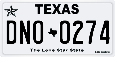 TX license plate DNO0274