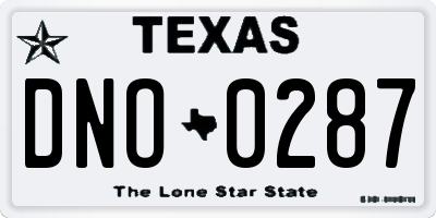 TX license plate DNO0287
