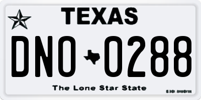 TX license plate DNO0288