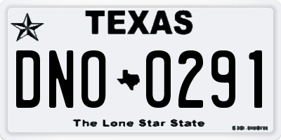 TX license plate DNO0291